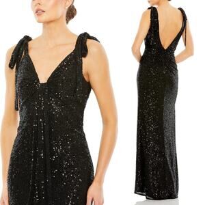 Ieena Mac‎ Duggal 26693 Sequined Evening Gown Black Size 8 NWT
